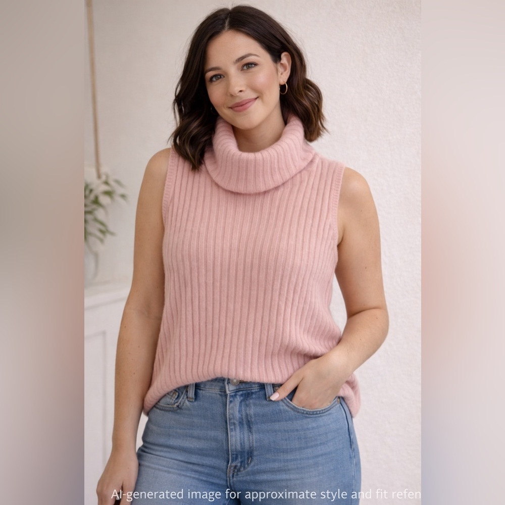SO SOFT! Rabbit Hair Angora Blend Sleeveless Mock Neck Sweater Vest